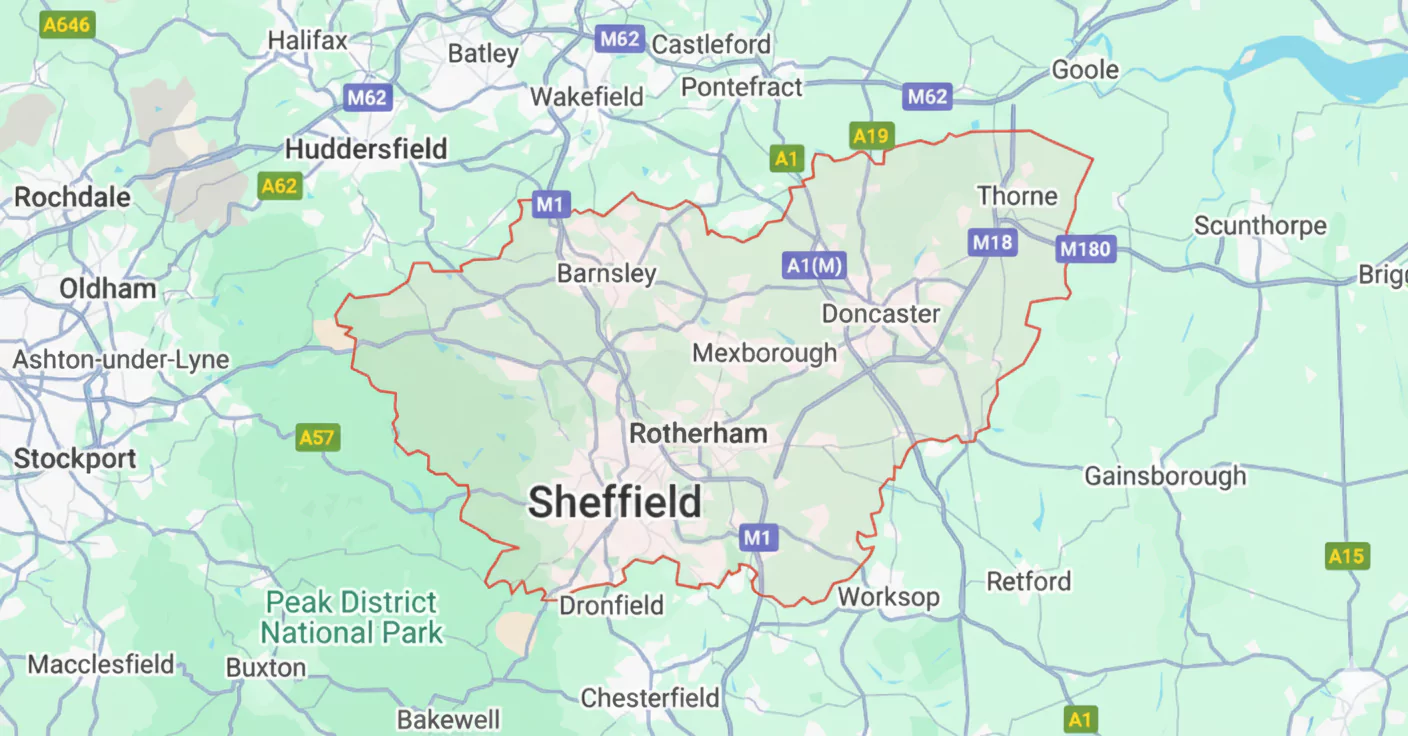 Social Media Marketing Agency South Yorkshire Map